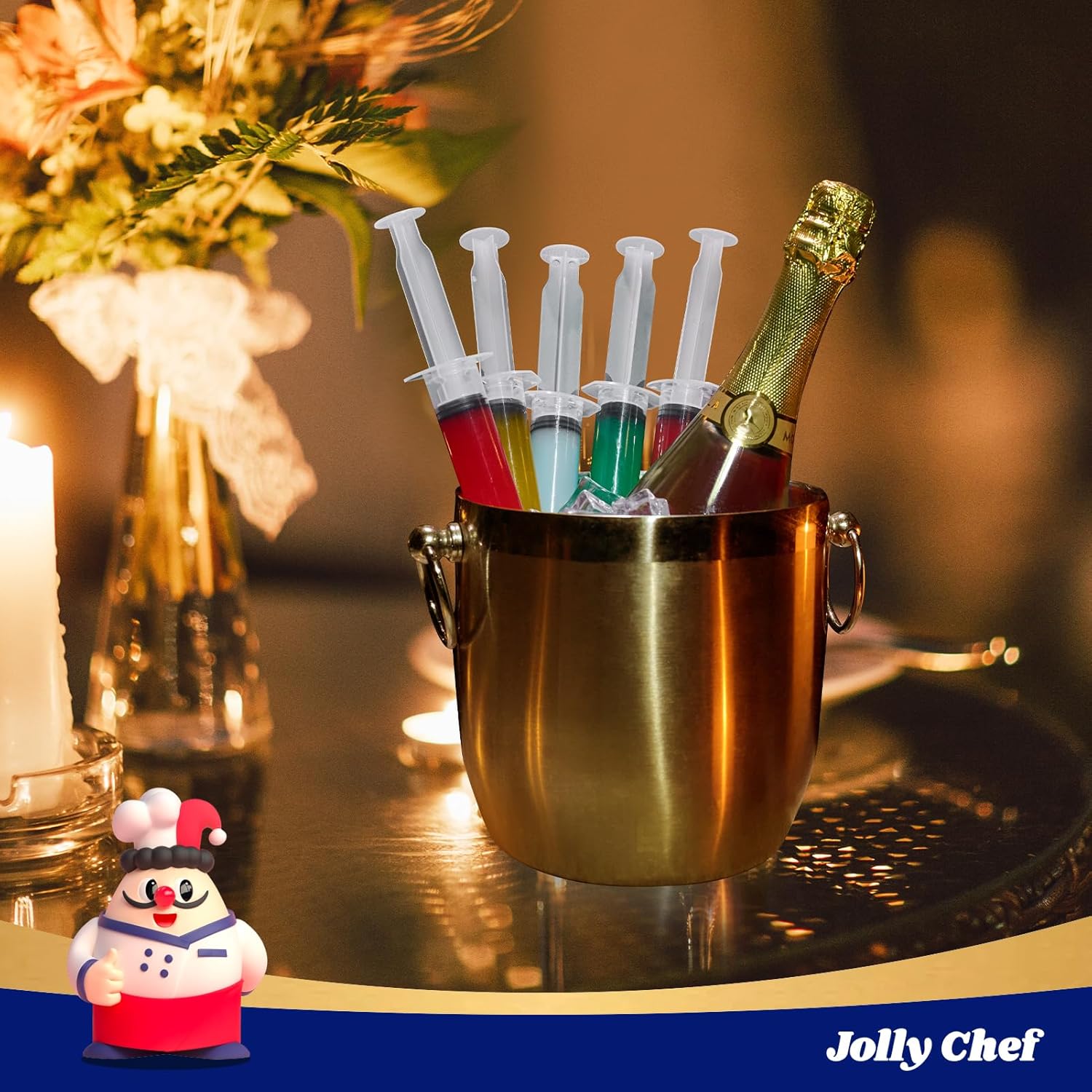 JOLLY CHEF 60 Pack Party Jelly Halloween Shot Syringes, Medium 1.5 oz Container with Lid, Perfect for Plastic Shot Glasses Thanksgiving Christmas
