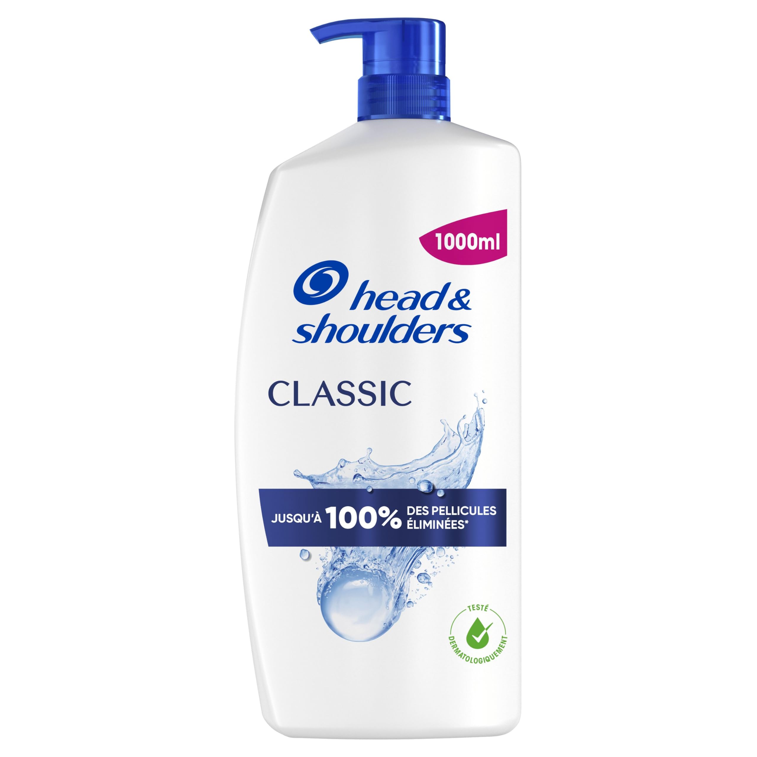 Head & Shoulders Classic Shampoing Antipelliculaire 1000ml avec Pompe