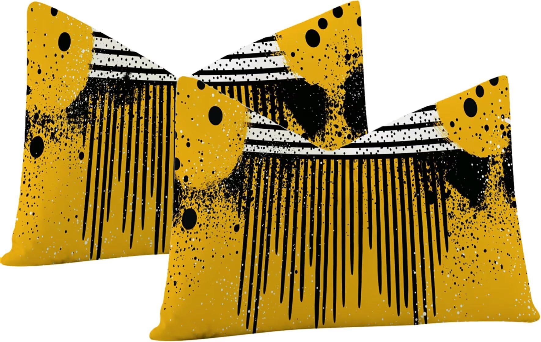 Housse de coussin velours 40x60 cm Lpfieonn Fleur lot de 2 jaune imprimé double face