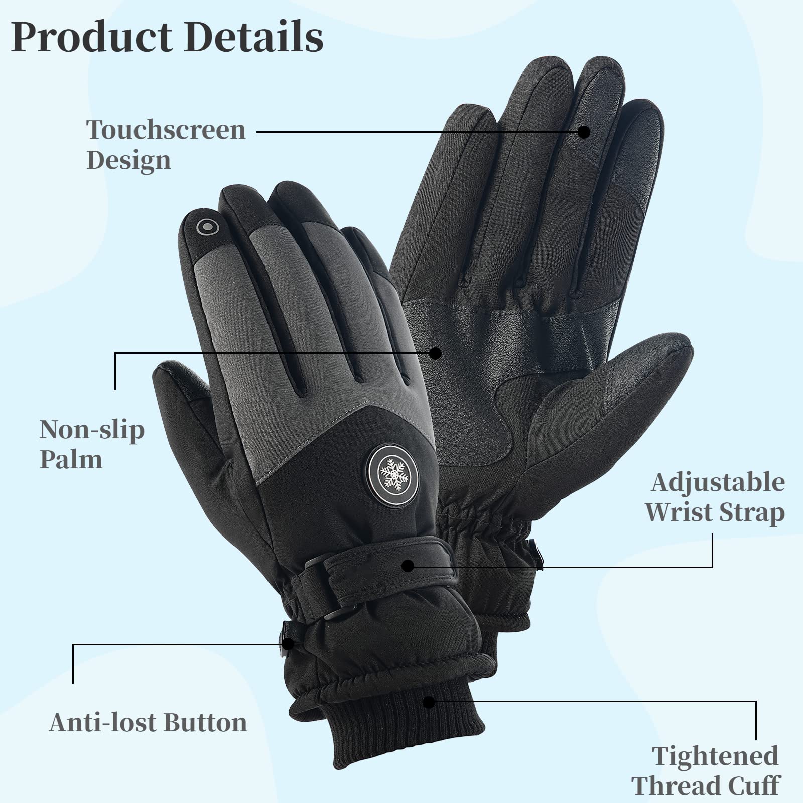 YHomUWaterproof Thermal Gloves For Women, Touchscreen Windproof Cold-proof  Gloves with Padded Palms for Cycling Running Climbing Hiking Outdoor Sports