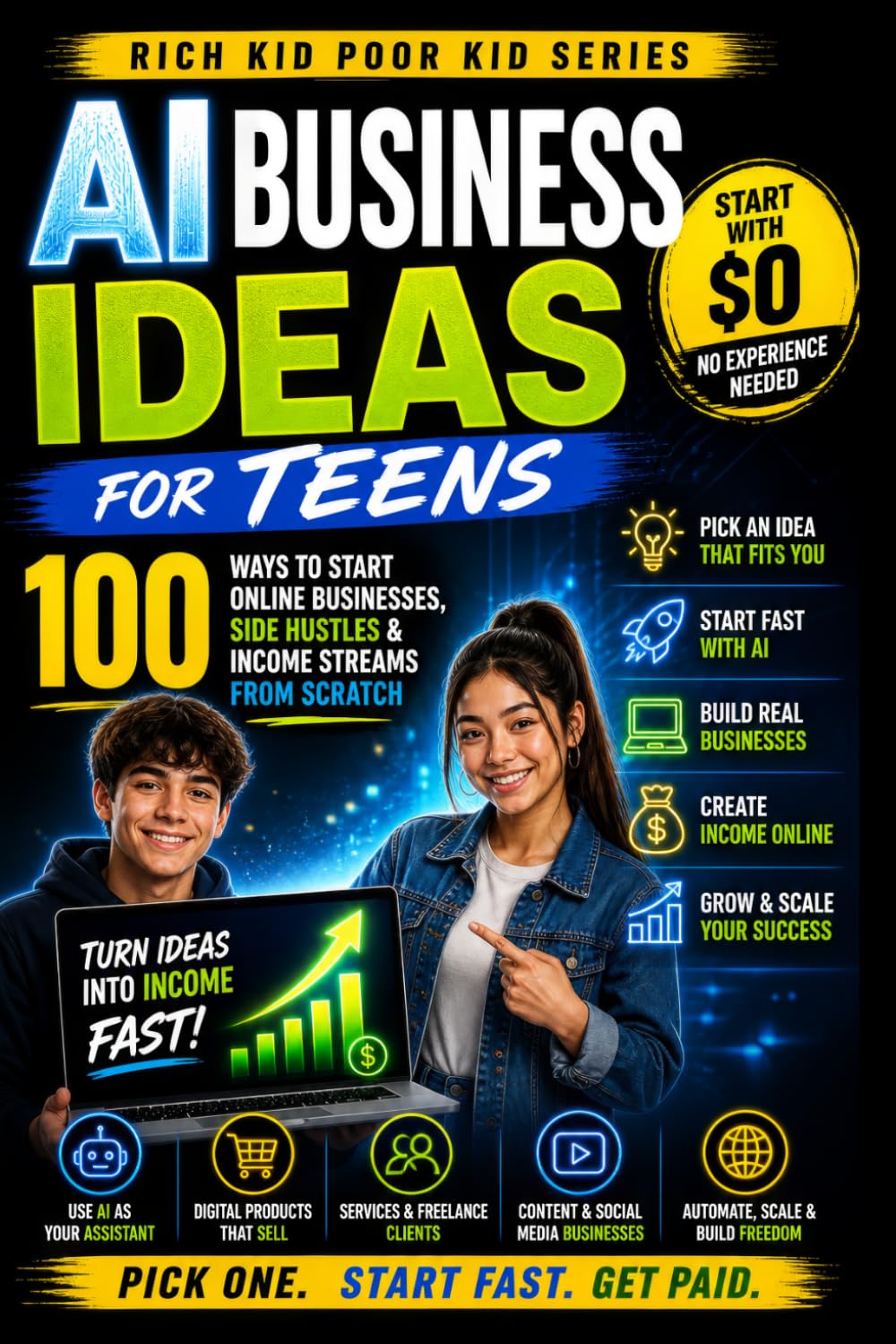AI Business Ideas for Teens: 100 Real Ways to Start, Build, and Scale Income from $0 (Rich Kid Poor Kid: Real World Skills Curriculum)