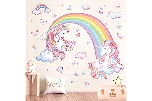 decalmile Rainbow Unicorn Wall Decals: Enchanting Nursery Decor