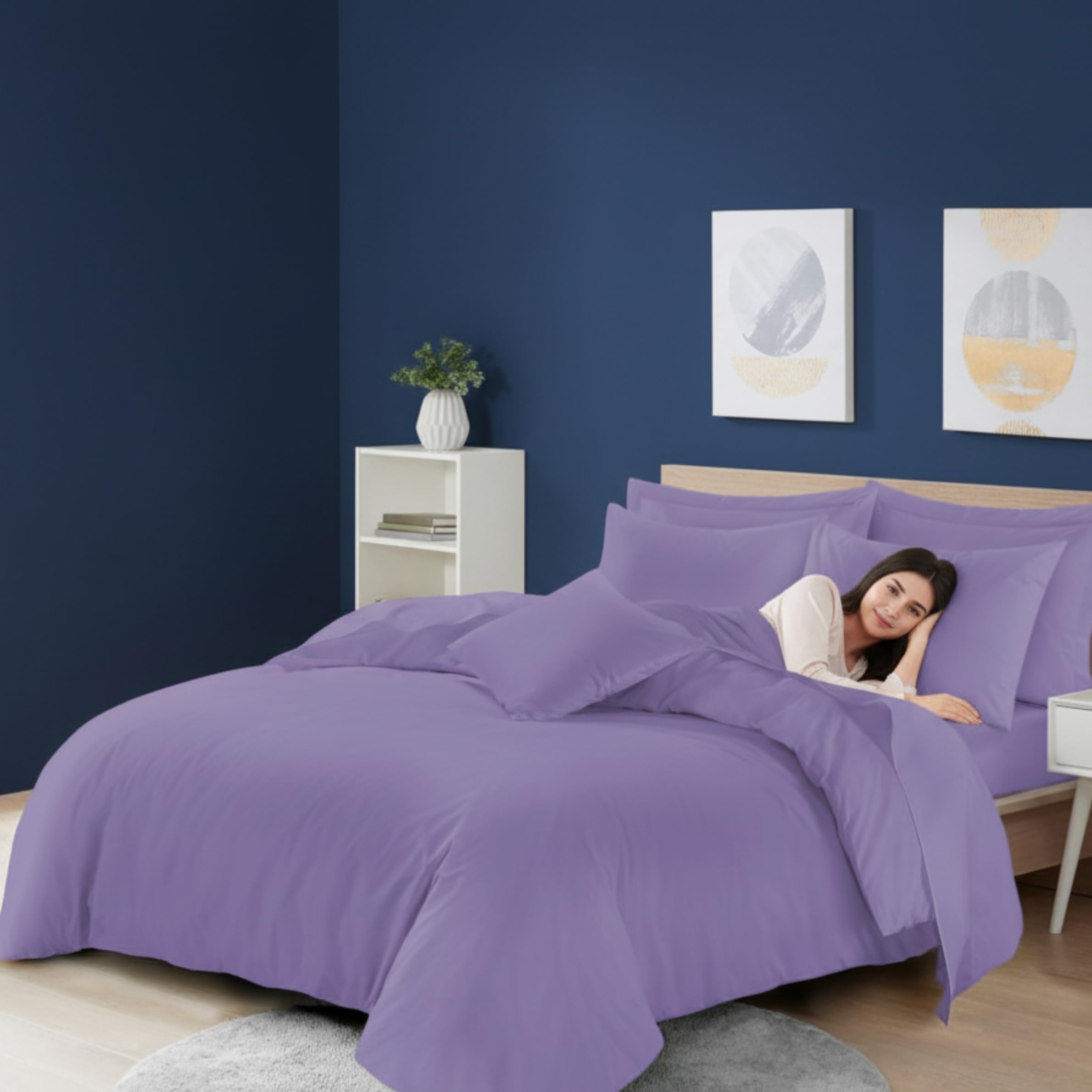 Dolce Vari Luxury Microfiber Duvet Set Ultra Soft & Warm Bedding Set Room Decor Quilt Duvet Set (Lilac, King)