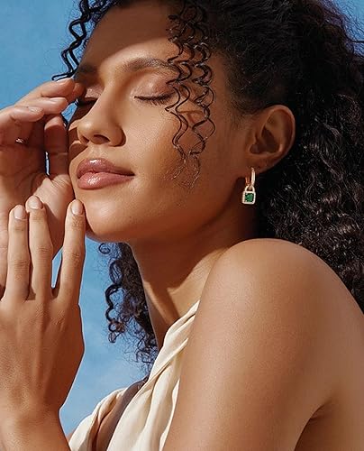 Miniatura 4 de Aretes colgantes de cristal de oro para mujer, chapados en oro de 18 quilates, aretes de gota con circonita cúbica, cadena hipoalergénica, verde