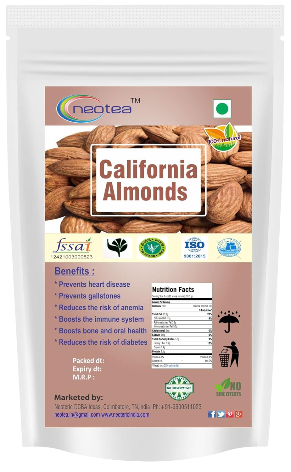 Neotea California Almonds, 250g