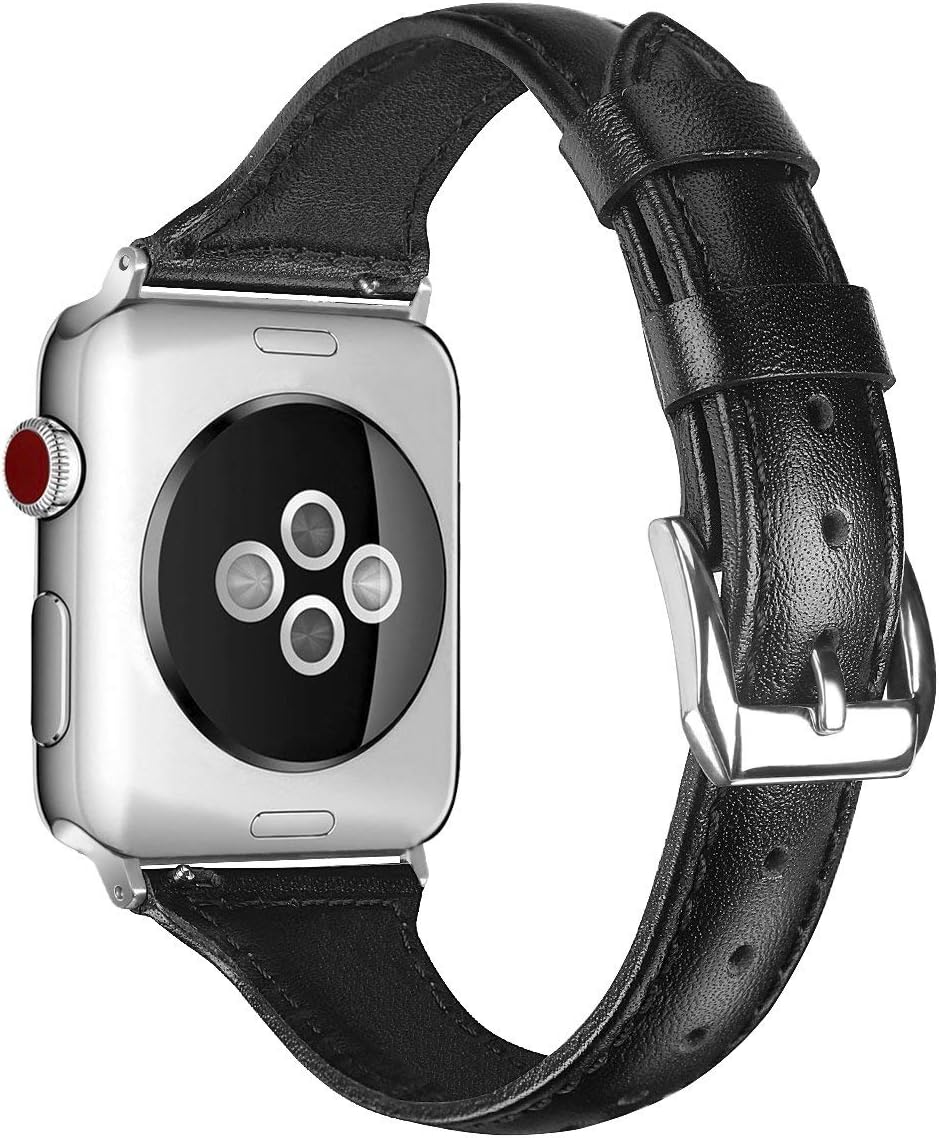 SEURE Leather Band Compatible with Apple Watch Strap 38mm 40mm 41mm 42mm 44mm 45mm,Women Men slim soft Bracelet Wristband for Series 8/7/6/5/4/3/2/1/SE - Image 5