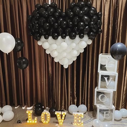 Miniatura 6 de 100 globos blancos y negros de látex gruesos de 12 pulgadas para decoraciones de cumpleaños, bodas, fiestas de graduación (globo blanco negro)
