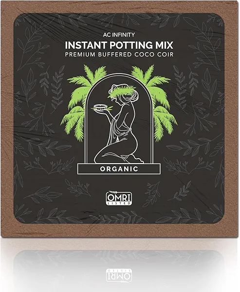 AC Infinity Instant Potting Mix, 2 lb. Premium Buffered Coco Coir Brick, Coconut Compost as Potting Soil Omri Listed, Low EC and pH Balance for Hydroponics Plant Growing and Propagation