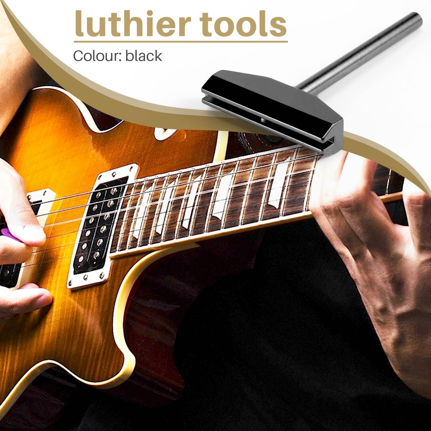 Gitarrenbauer Set Gitarren Bund Presse Netz Brett Press Werkzeug + 9-Teilige Messing Radian Bund EinsäTze mit Dem Sechskantschlüssel