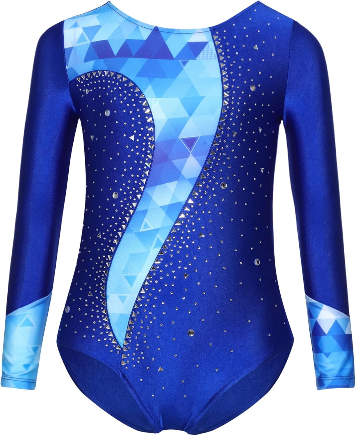 Sxiwei Kids Girls Long Sleeve Rhinestone Bodysuit Figure Ice Skating Jumpsuit Ballet Gymnastic Dance Leotards