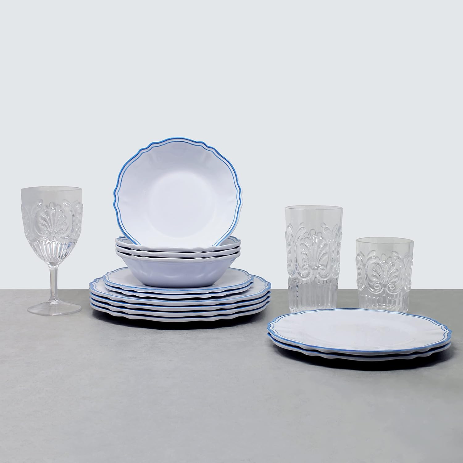 Le Cadeaux 12 Piece Luxury Melamine Dinnerware Set, Service for 4, Maison