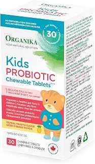Organika Kids Probiotic Chewable Tablets - Tropical Pineapple Flavour- Gut Health and Immune Support- 30tabs