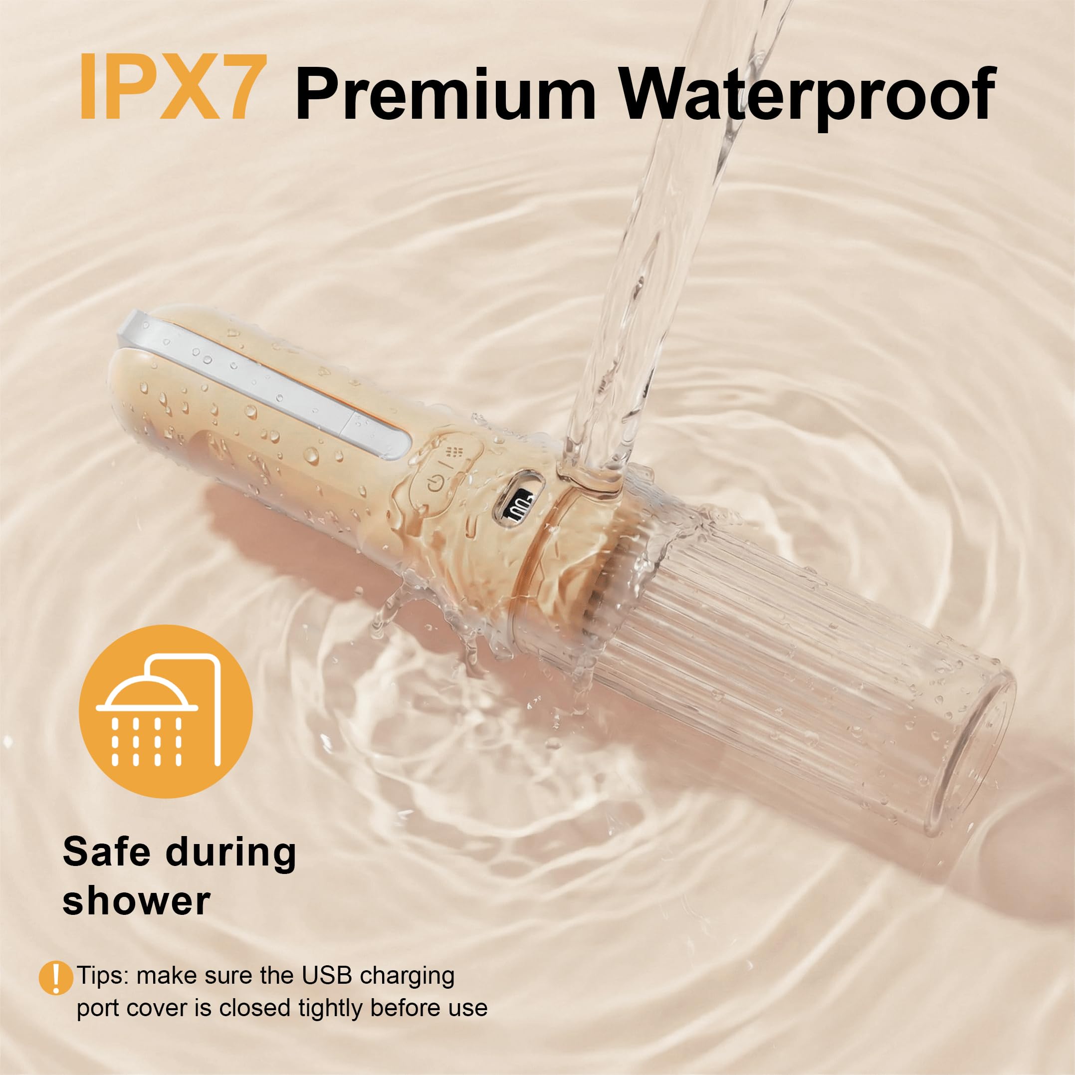 Bidet elettrico portatile per post-partum e donne, spruzzatore portatile silenzioso con 3 modalità di pressione, 1600 mAh ricaricabile USB-C, impermeabile IPX7 (arancione chiaro)