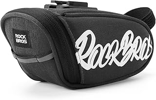 ROCKBROS ROCKBROS Bike Saddle Bag, Lightweight 120g Bicycle Seat Bag with LED Light Hanging & Reflective Logo, Waterproof 3D Shell Bike Storage Bag for Road & Mountain Bikes,Black