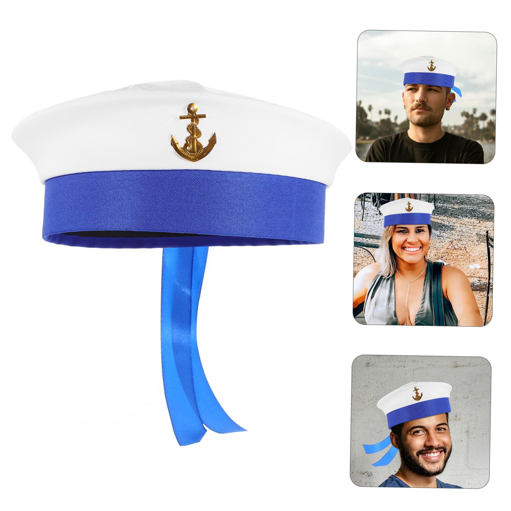 PRETYZOOM 5 Pz berretto della marina festa a tema vacanze cappelli berretto da marinaio cappello cosplay da marinaio per la adulto nastro cappello decorativo oggetti di scena uomo