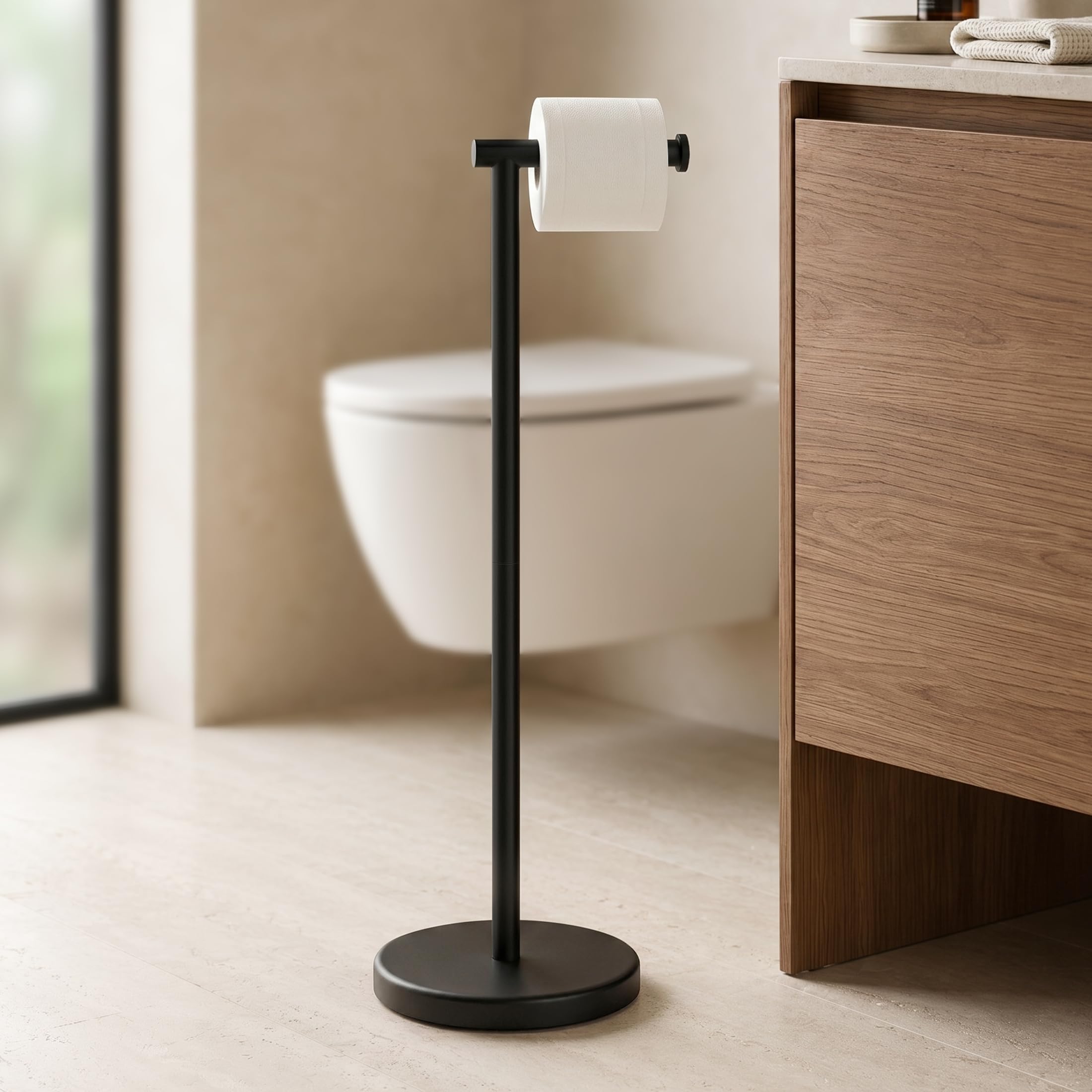KES Toilet Paper Holder Stand SUS 304 Stainless Steel Rustproof Pedestal Lavatory Tissue Roll Holder Floor Stand Modern Brushed Nickel Finish, BPH283S1-2 — Amazon image 16