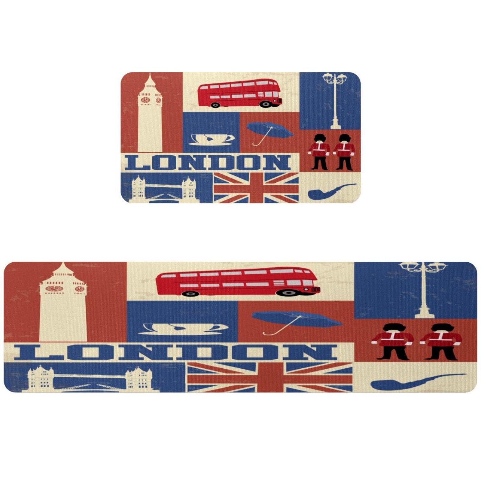 Tapis de cuisine antidérapants London Culture lot de 2 lavables pour buanderie