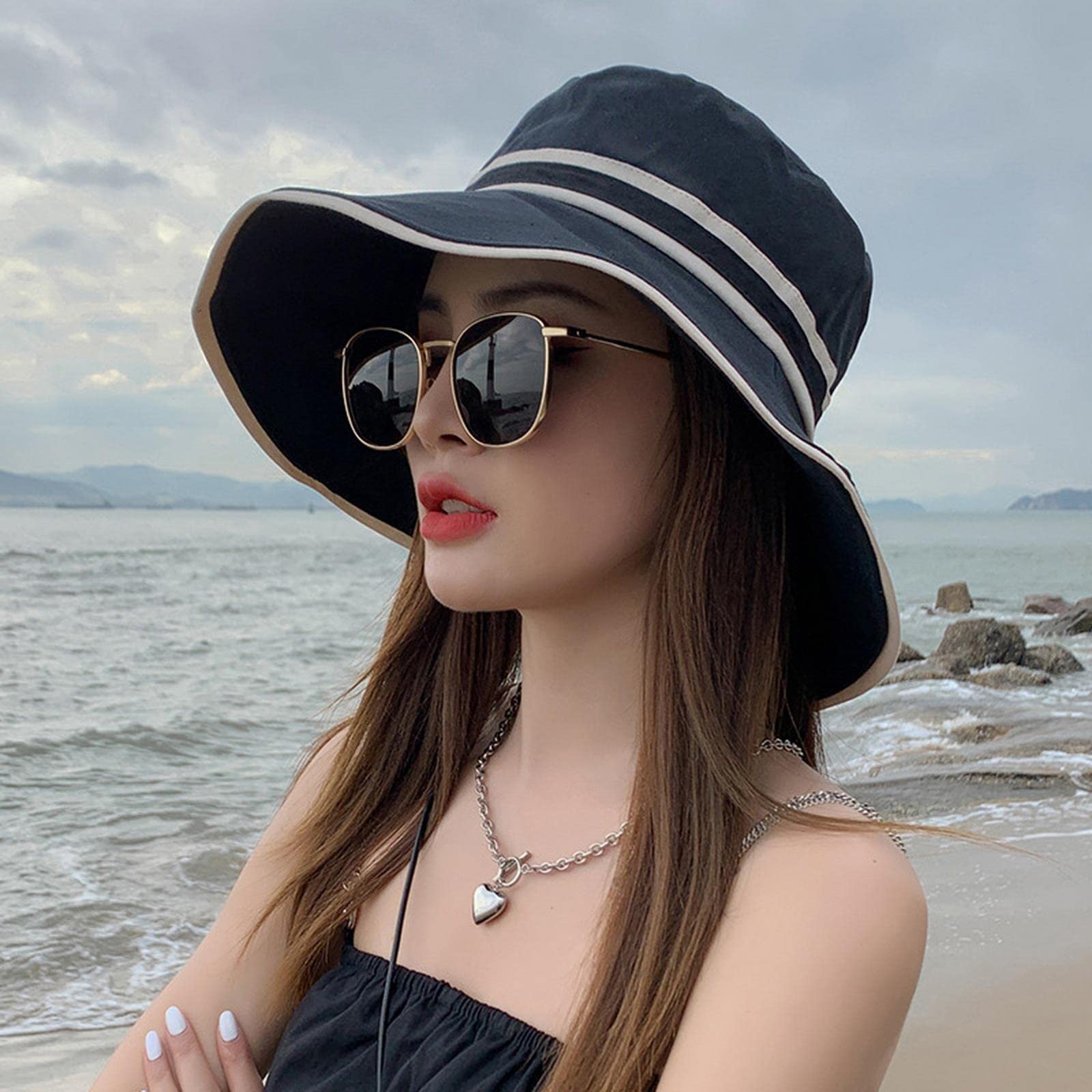 Sombrero de pescador para mujer, sombrero de verano para mujer, sombrero de protección para el sol, gorra de playa