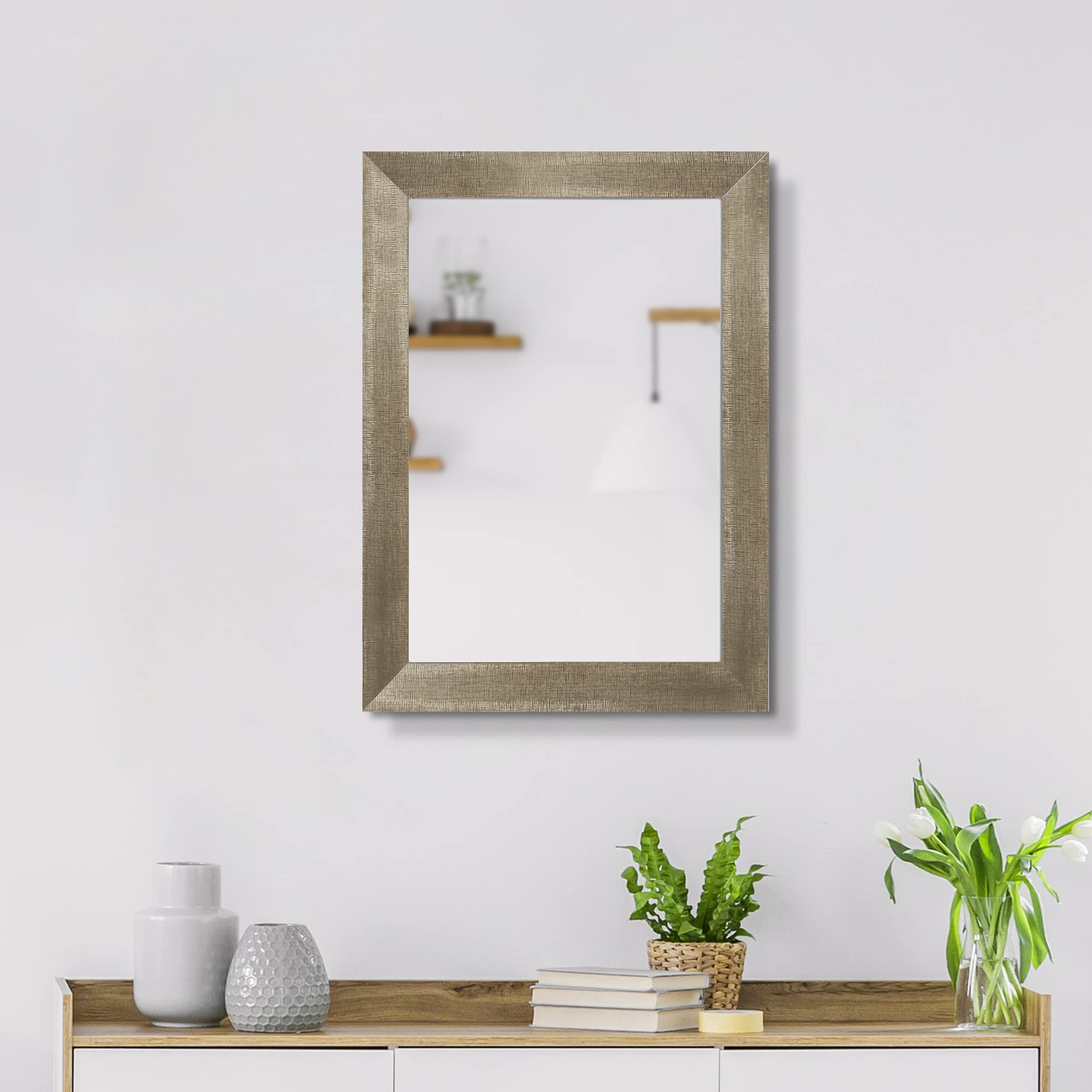 Carnival Ps Textued Frame Wall Mirror 55x75Cm in Champagne Gold Colour