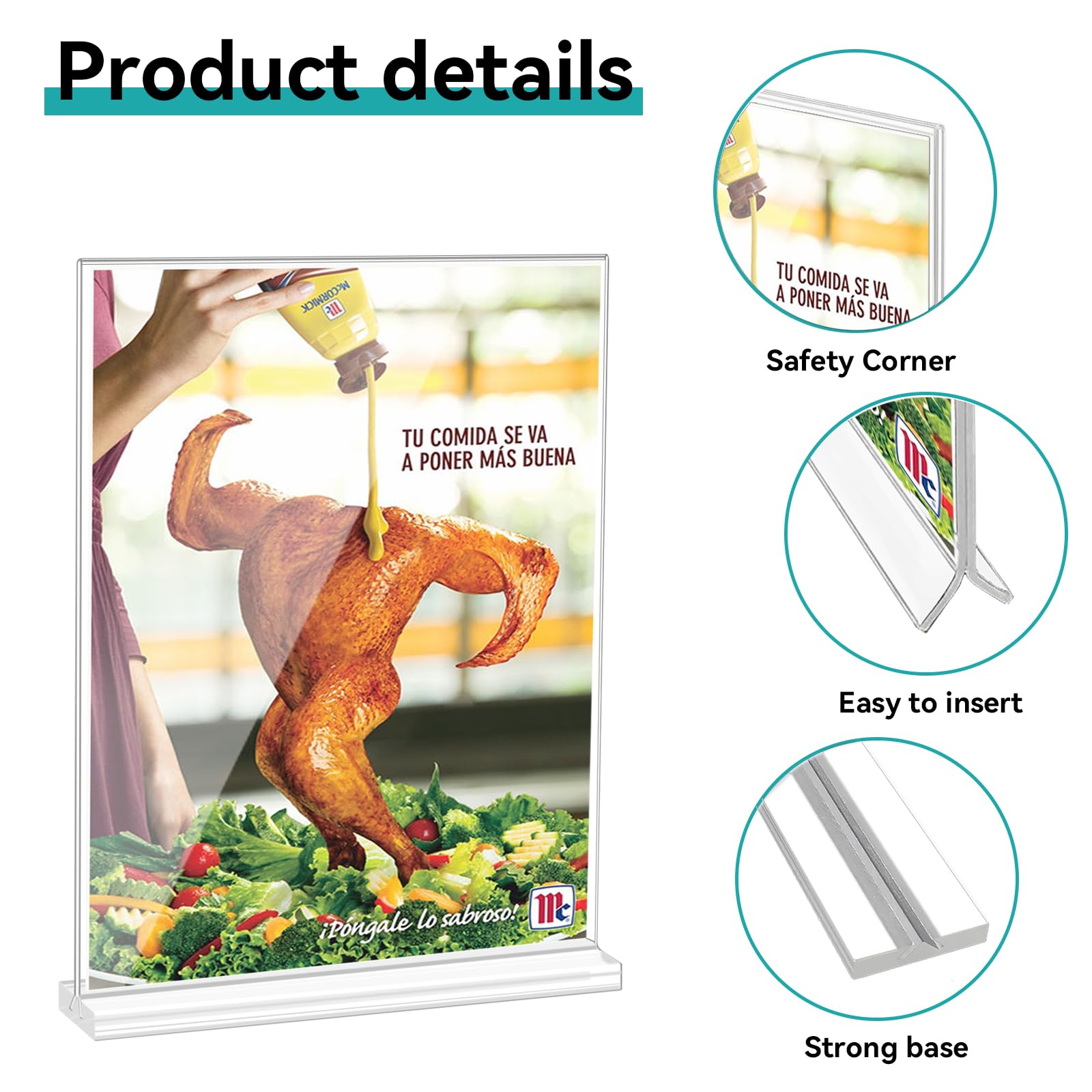 HUAZI 8.5x11 Acrylic Sign Holder Plastic Sign Holder Double-sided Vertically Holds Signs and Announcements - Table Display Sign Holders for Marketing Conferences Events Business,6 Pack