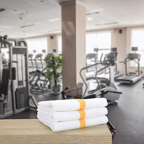 Miniatura 5 de Arkwright - Paquete de 6 toallas blancas de baño para gimnasio, 100 % algodón, suaves, de secado rápido, absorbentes del sudor, toallas de calidad