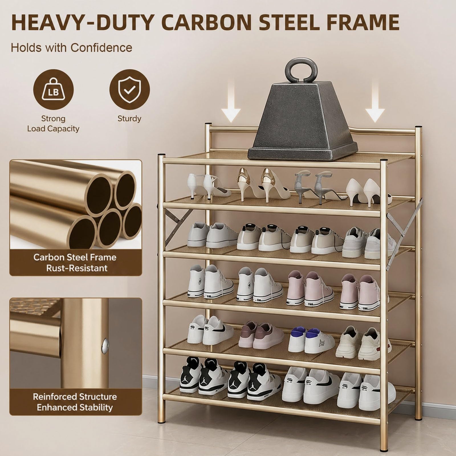 Genérico Zapatero Plegable, Organizador Metálico Sapateira Hall Entrada, Soporte for Tacones y Zapatillas, Organizador de Armario