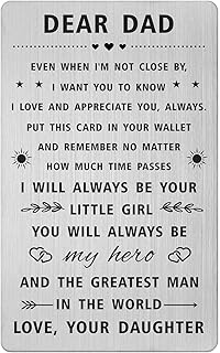 SOUSYOKYO Dad Fathers Day Card Gifts from Daughter, Birthday Wallet Card for My Dad, Personalized Wedding Day Gift for Dad, Long Distance Hero Dad Gifts, I love You Dad Present, Dad Father's Day Men