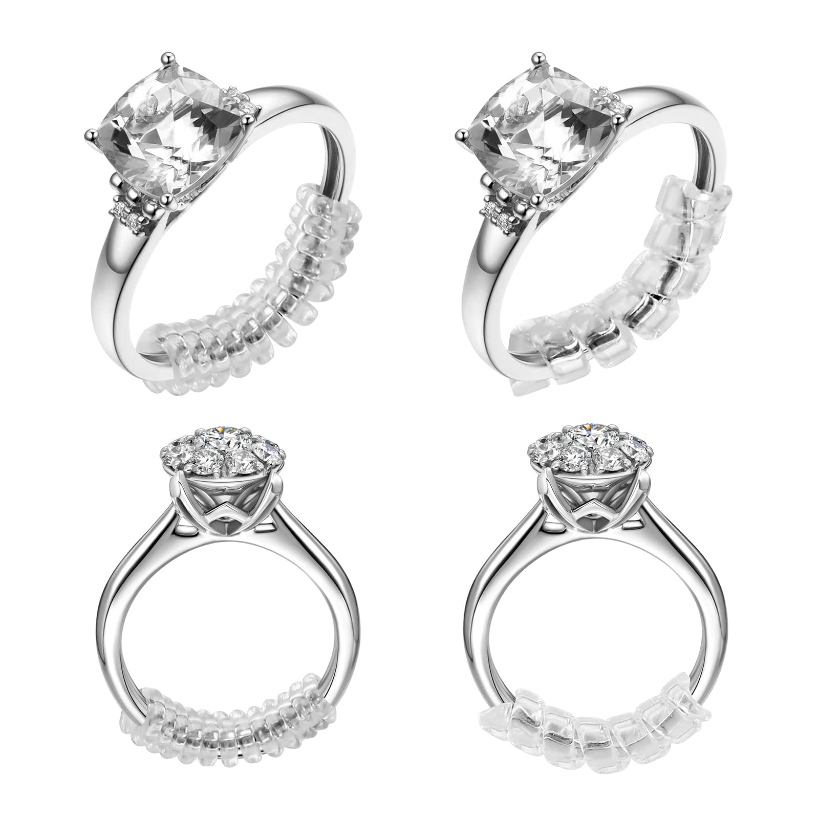 DAYUANDIAN Ring Size Adjuster, 8pcs Ring Guard Clip, 4 Sizes Invisible Tightener Transparent Resizer for Loose Ring Set