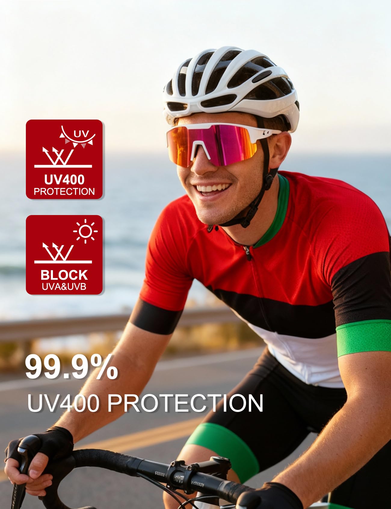 OULAIQI Polaryzacyjne sportowe okulary baseballowe, lekki materiał TR90, UV400 unisex okulary rowerowe dla młodzieży i dorosłych
