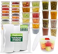 Vista 10 de Freshware Recipientes de almacenamiento de alimentos [240 piezas] recipientes de plástico de 8 oz con tapas, limo, sopa, para preparación