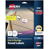 Avery Matte White Round Labels, Sure Feed Technology, Permanent Adhesive, 1-1/2", 400 Labels (8293) – view 1