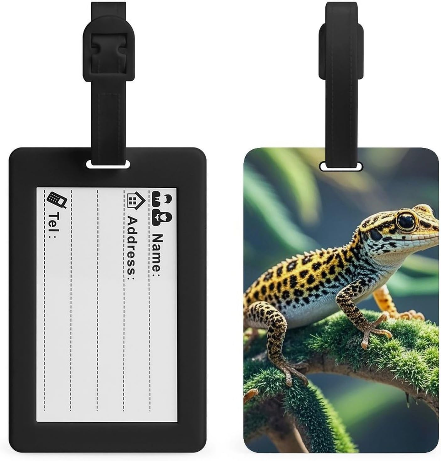 Luggage Tags for Suitcase with Name Id Card, Leopard Little Gecko image 4