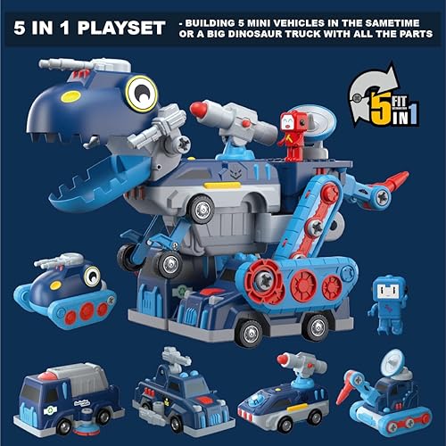 Miniatura 2 de Juguetes para niños de más de 5 años robot de dinosaurio ensamblado bloques de construcción magnéticos juego de vehículos automóviles y camiones que