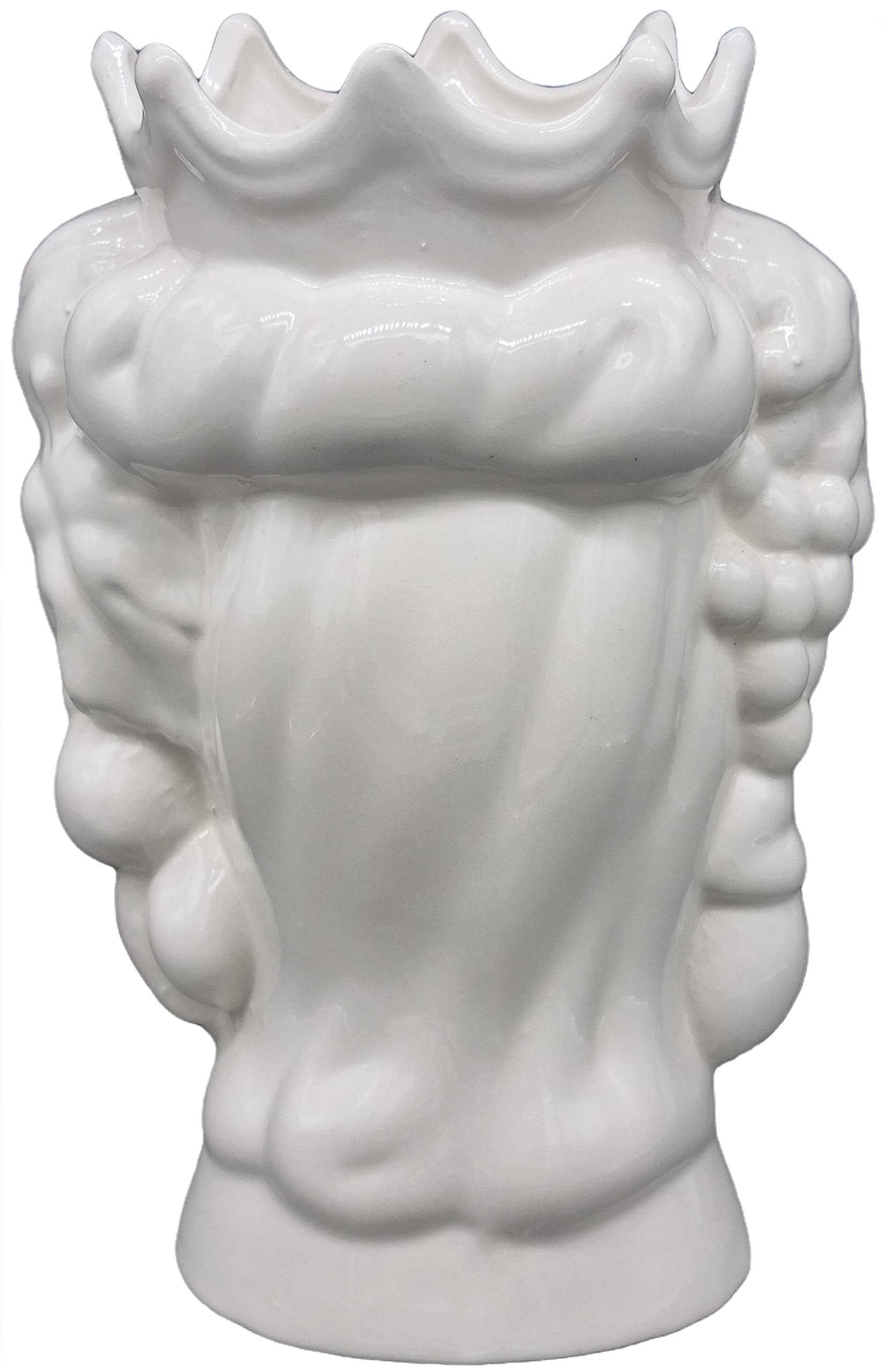 sicilia bedda - Teste di Moro in Ceramica di Caltagirone - Prodotto 100% Artigianale - Alta qualità (Altezza 35 Centimetri, Uomo Bianco Lucido)