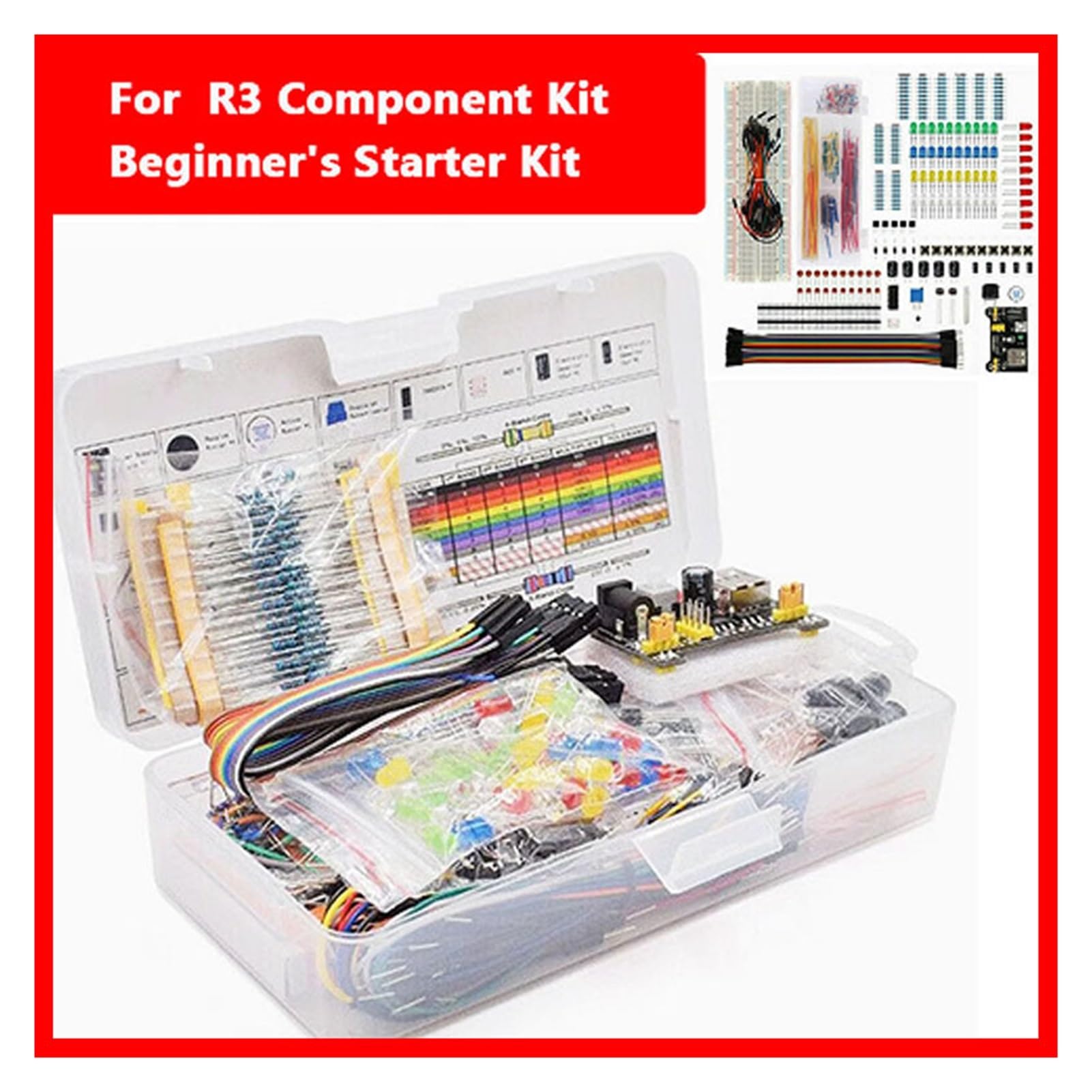 Starter kit breadboard da 830 punti, resistori/LED/condensatori for UNO