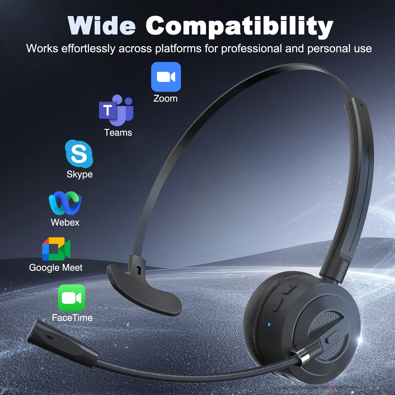 ShinePick Casque Bluetooth sans Fil avec Micro, Mains Libres, Casque Appel