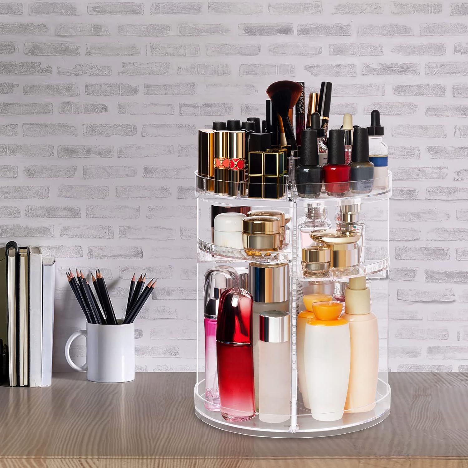 Portatrucchi Rotante 360° - 9 Ripiani Regolabili, Trasparente, Grande Capacità, Per Bagno O Camera - Foto 4