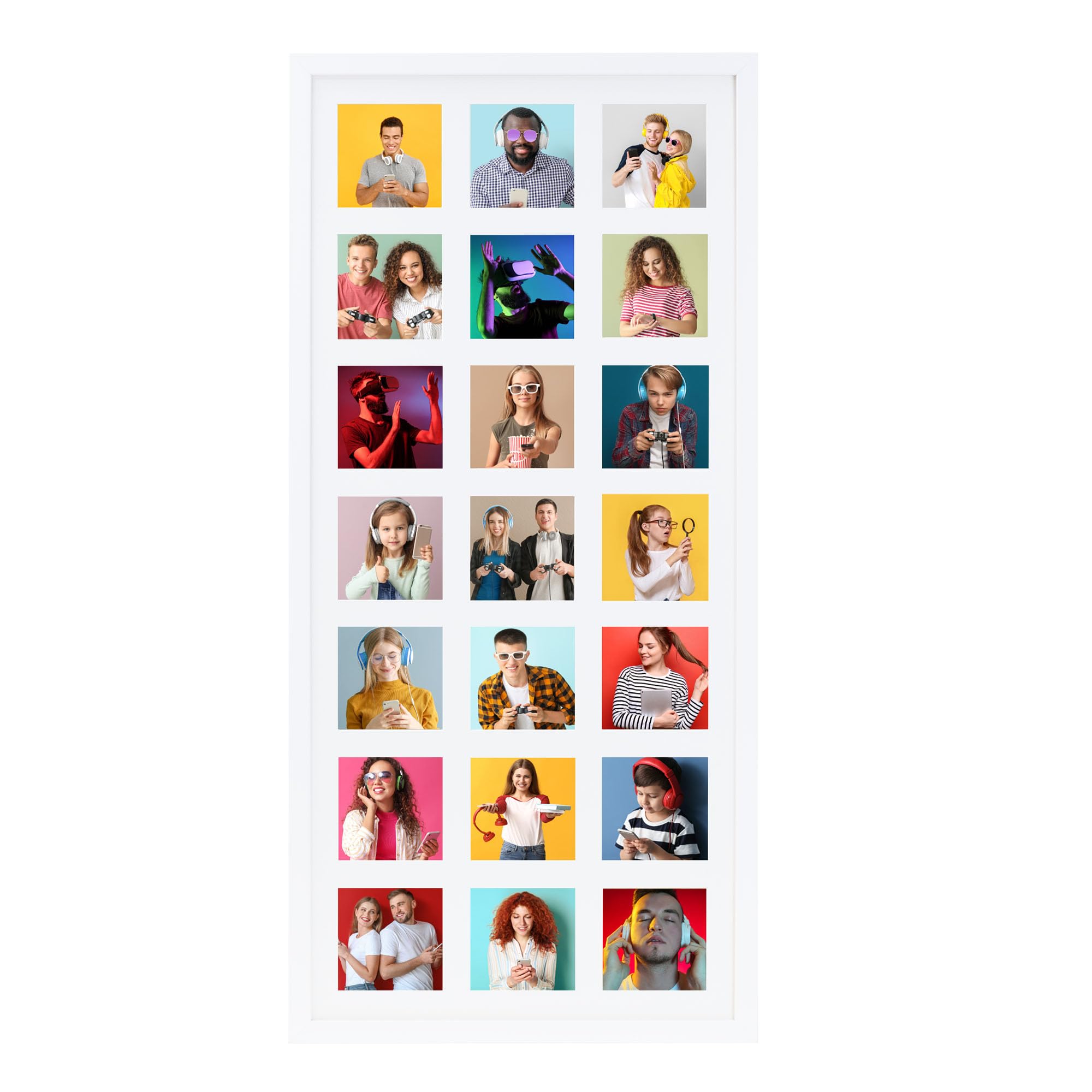 Boldon Framing Photo Frames Multiple Pictures White Collage Photo Frame for 21 4x4 photos -Large Multi Picture Frames for Wall Hanging - Neatly Display Lots of Photos In One Picture Frame