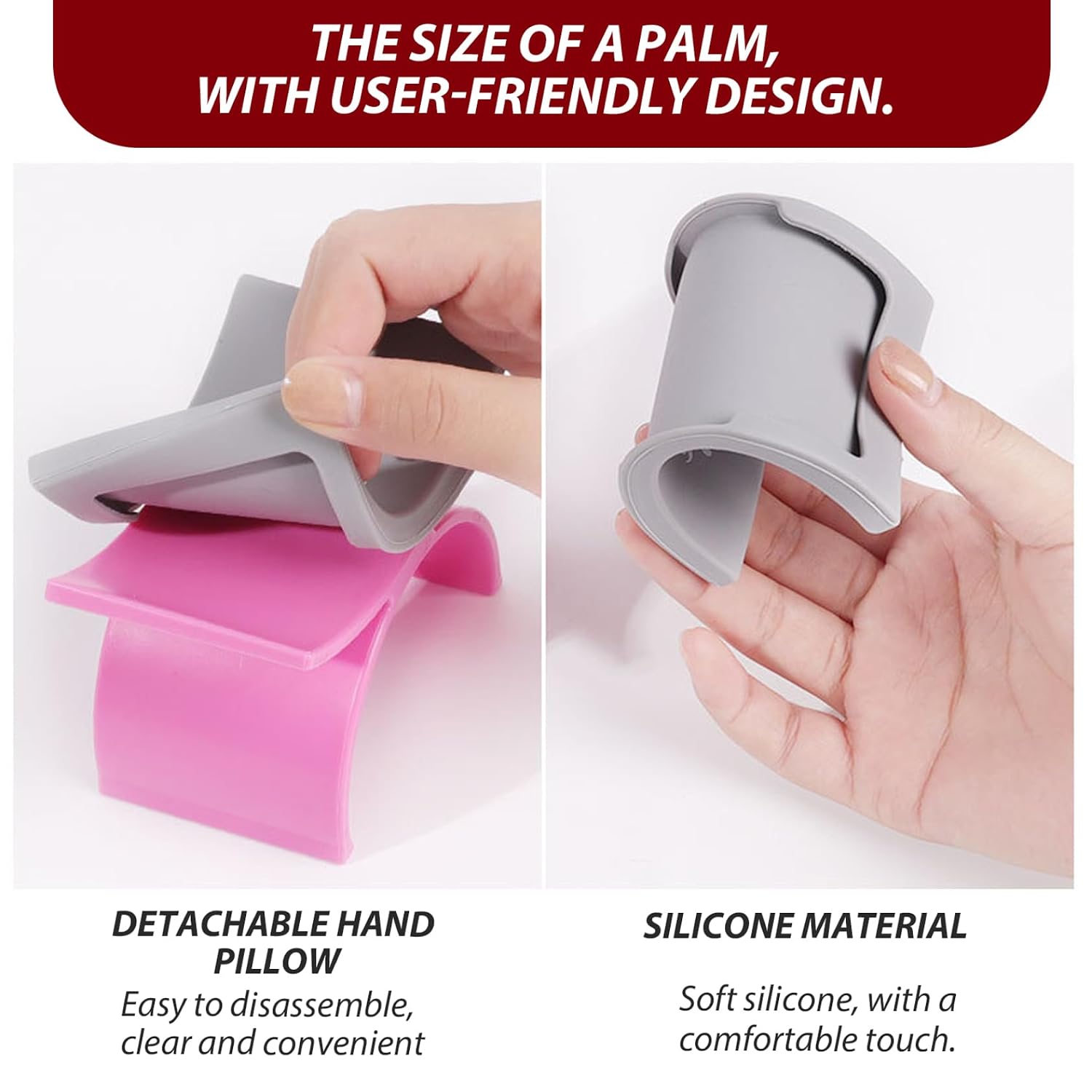 2Pcs Nail Arm Rest, U Shape Cushion Non-Slip Manicure Hand Rest Detachable Washable Professional Nail Hand Pillow for Beauty Salons, Home DIY...