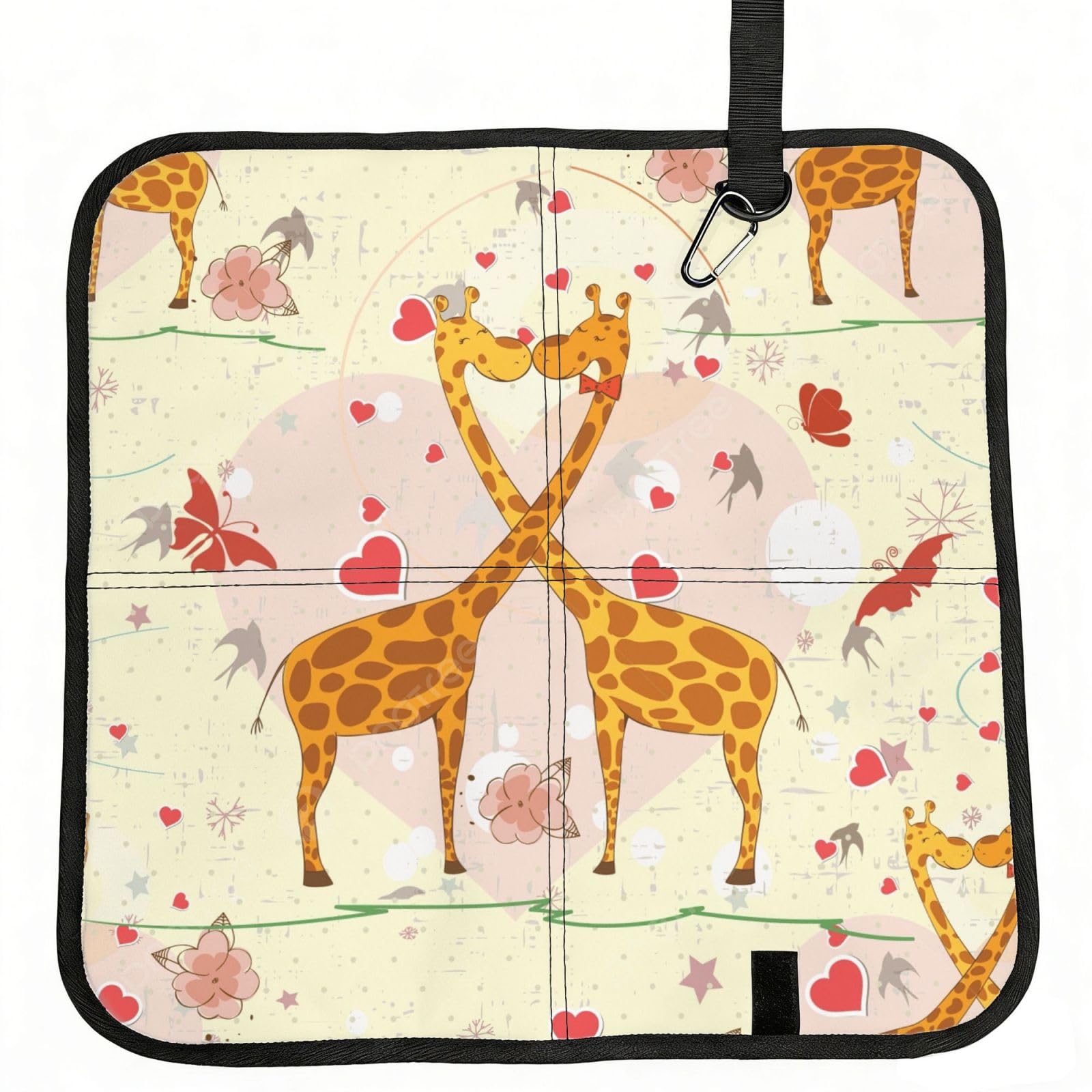 PPHGUT Giraffe Heart Flower Butterfly Print Foldable Seat Cushion Waterproof Portable Chair Pad Travel Outdoor Picnic Camping