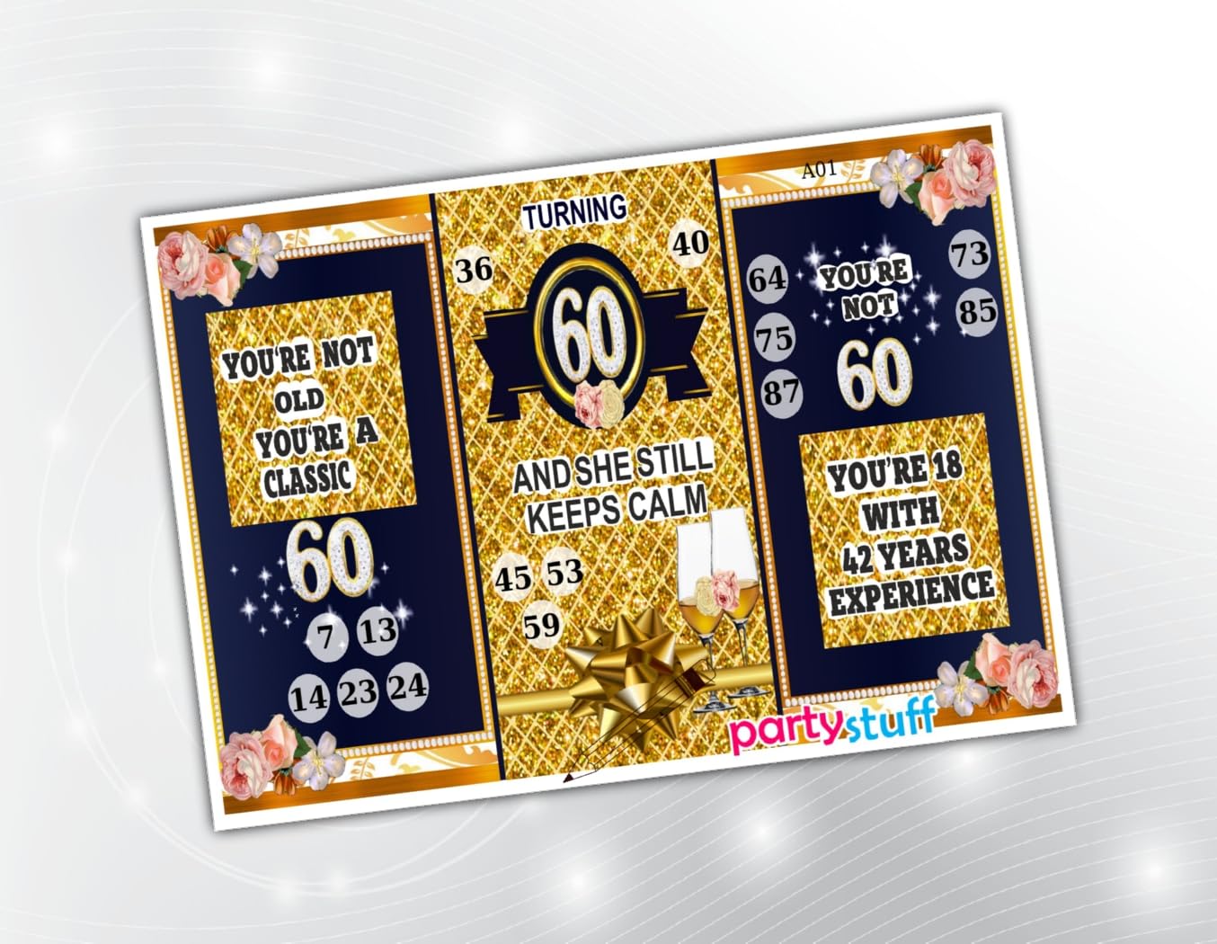 PartyStuff Birthday Theme Tambola Housie Tickets - Her 60th Birthday kukuba (48 Cards)