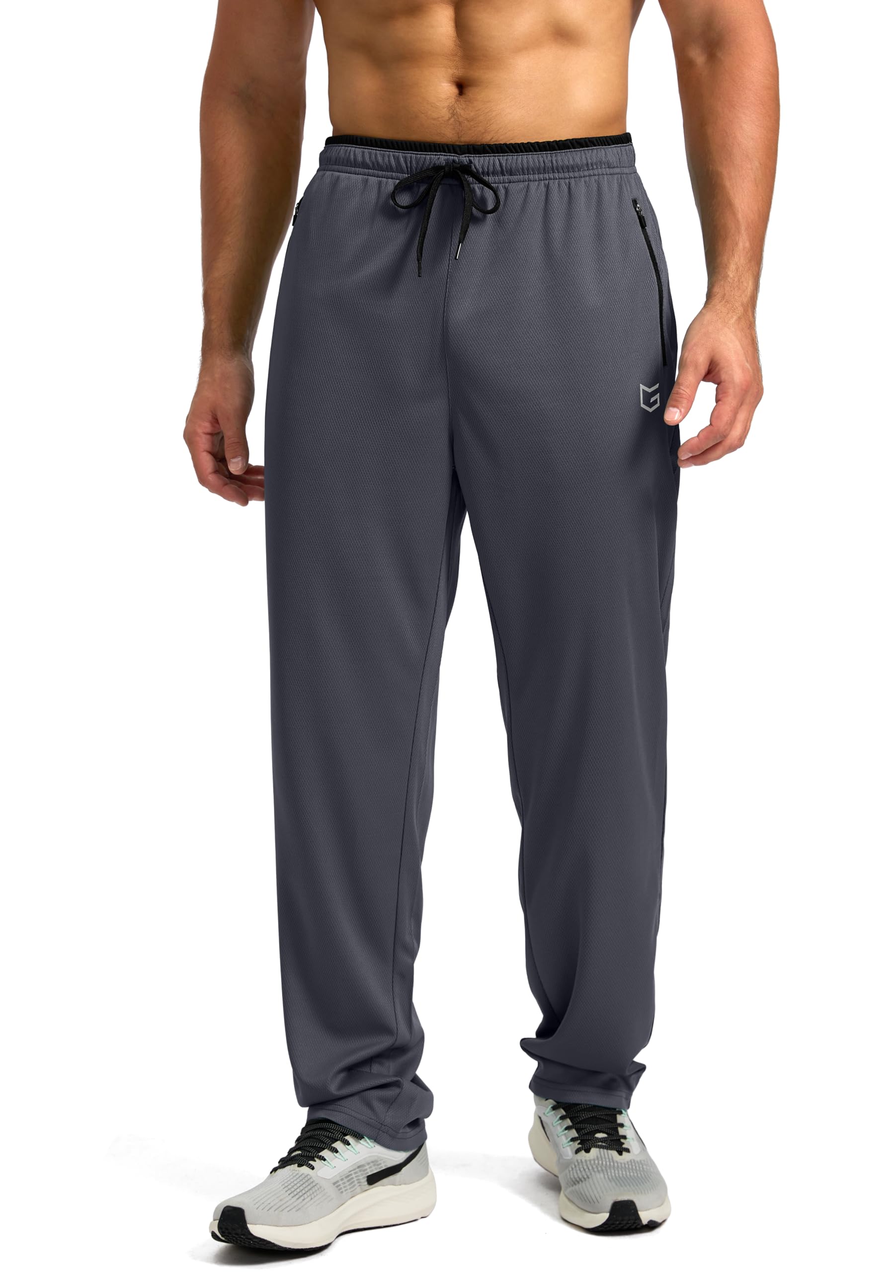 G GradualMen's Sweatpants with Zipper Pockets Open Bottom Athletic Pants for Men Workout, Jogging, Running, Lounge