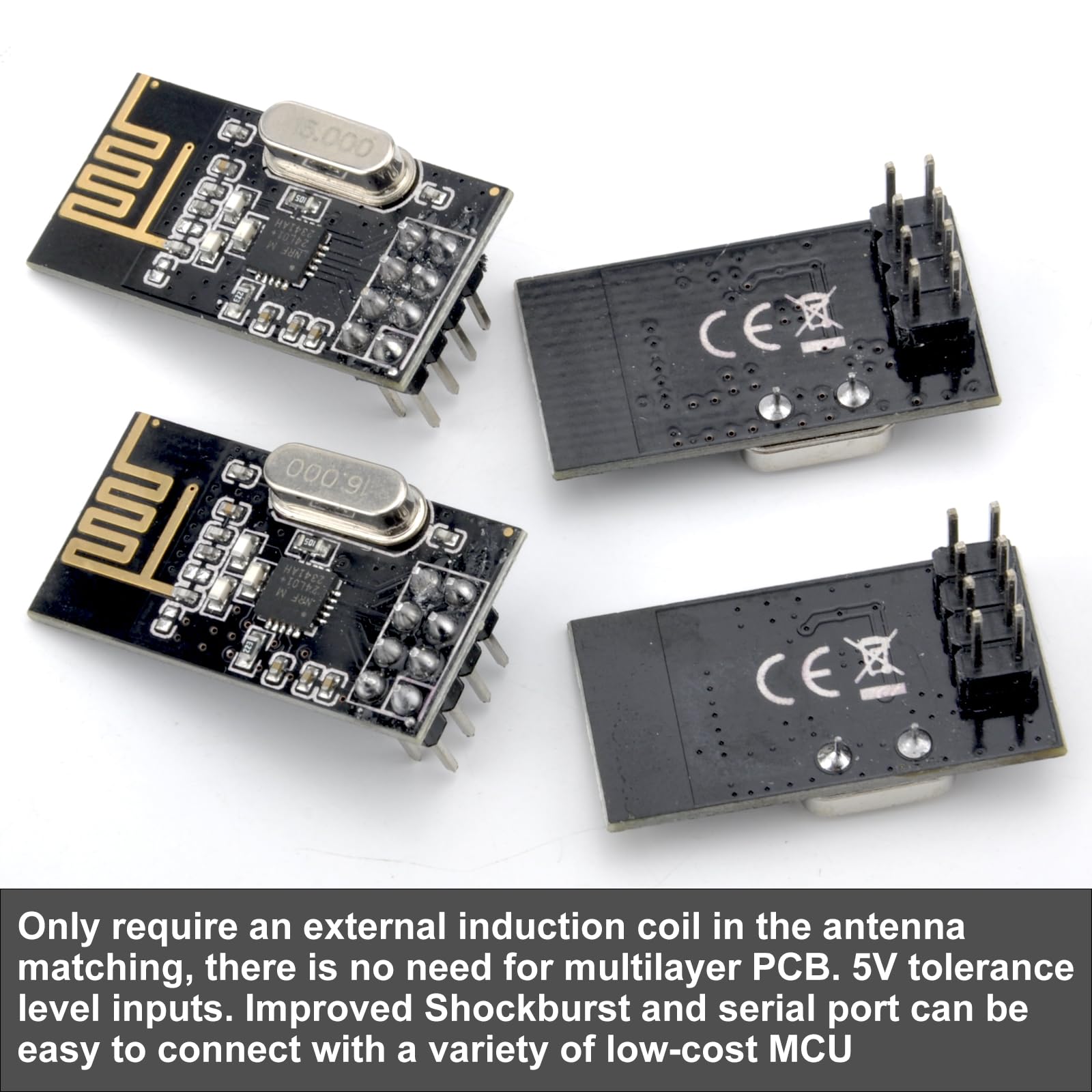 HENGBIRD 4pcs NRF24l01+ 2.4g Wireless Transceiver Module, Wireless Transceiver, Wireless NRF24l01 + 2.4g Modulo di Comunicazione, 2.4G Hz Wireless Transceiver Module For Microcontroller