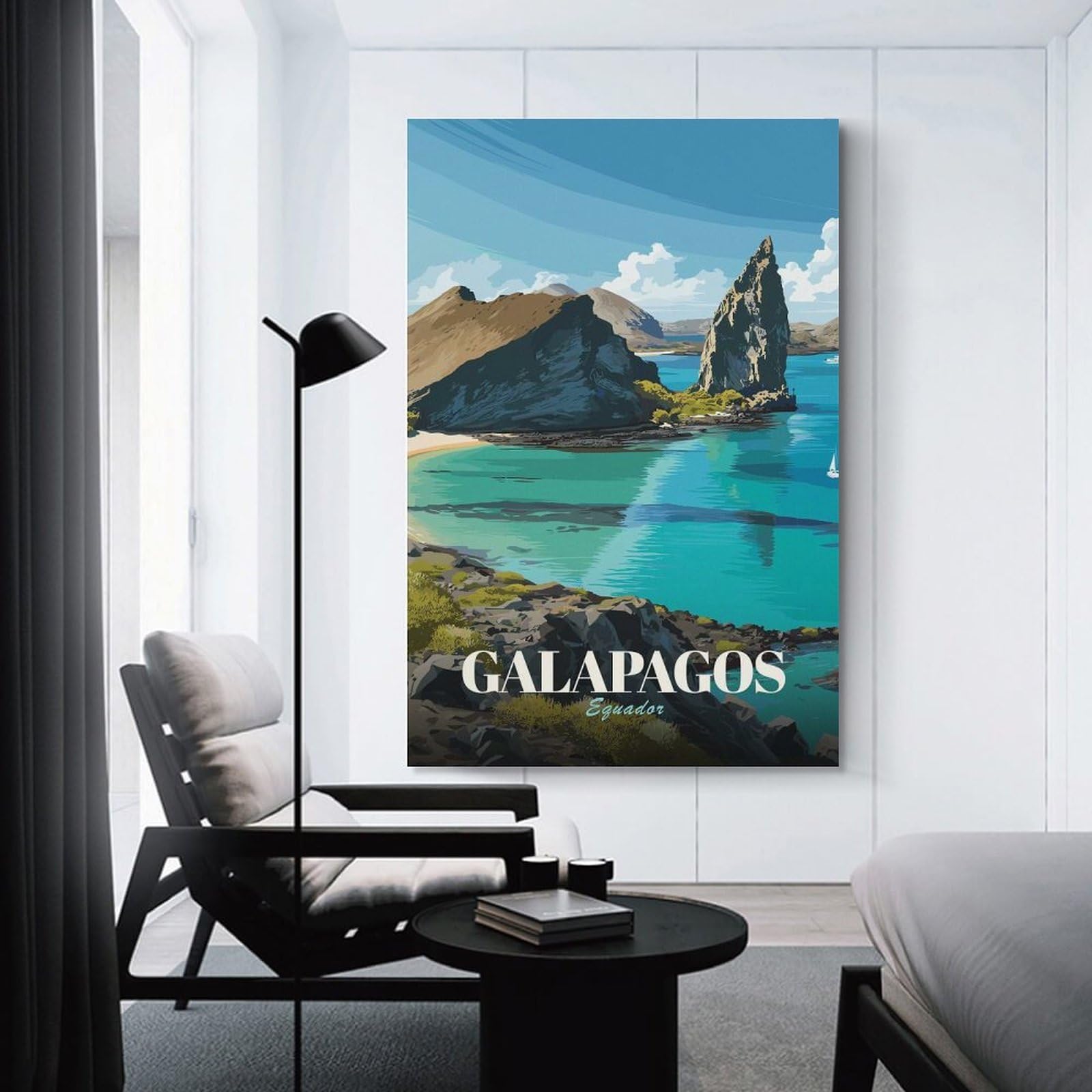 Junmoney Galapagos Islands, Ecuador Travel Hanging Wall Art, 24x36inch(60x90cm), for Bedroom, Guest Room Or Reading Nook, Home Artwork with A Soft Interior Feel