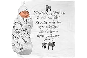 100% Organic Cotton Baby Blanket with Psalm 23 Bible Verse