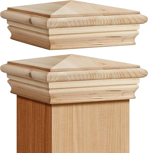 Geetery 2 tapas de madera de 6 x 6 pulgadas para postes de cedro para valla de poste de 5.5 pulgadas, resistentes a la putrefacción, tapas de