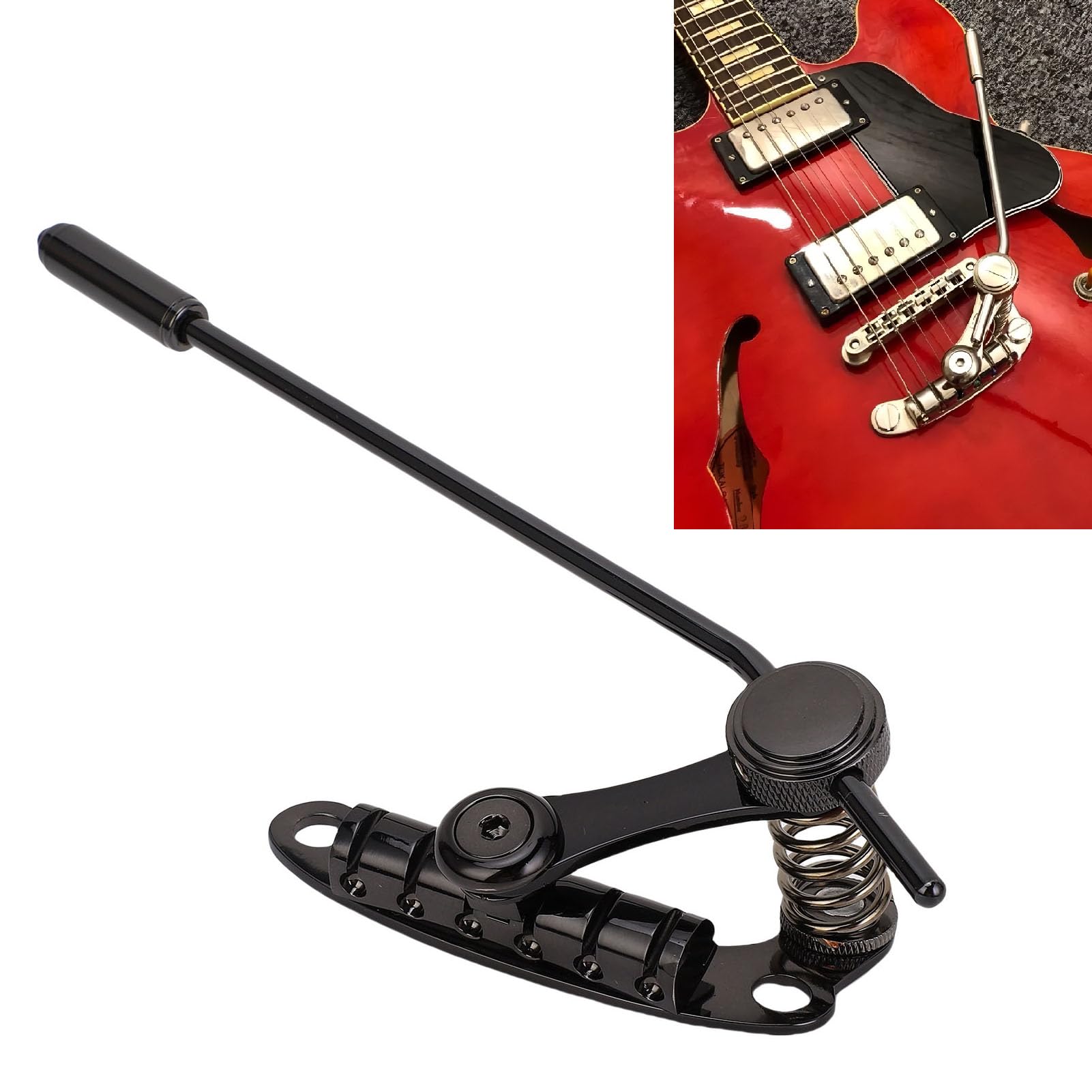 Barra de tope de puente de guitarra Barra de tope de puente de trémolo de aleación de zinc de repuesto para guitarra eléctrica Les Trem II Les Paul SG Color negro con brazo de