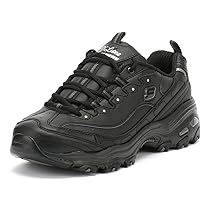 Skechers D’Lites – Fresh Start, Scarpe Donna, Black Black Leather Mesh Charcoal Trim Yellow Bbk, 38 EU