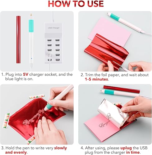 Vista 2 de Juego de bolígrafos de papel de aluminio térmico y rollos de papel de aluminio activado para hacer tarjetas, kits de herramientas de álbumes