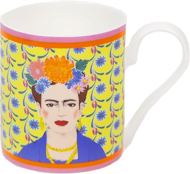 Yellow Frida Kahlo Mug for Coffee, Tea and Hot Drinks | Inspirational Women Gifts for Her, Girls, Feminists